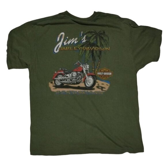 Harley-Davidson St. Petersburg FL T-Shirt from Jims double sided Green Size XL - Picture 3 of 7